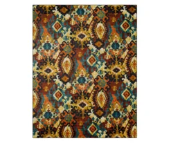 Blue & Brown Geometric Diamond Area Rug, (8' X 10')