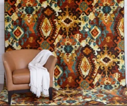 Blue & Brown Geometric Diamond Area Rug, (8' X 10') -Home Furnishing Store 810600940 A0 3