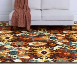 Blue & Brown Geometric Diamond Area Rug, (8' X 10') -Home Furnishing Store 810600940 A0 4