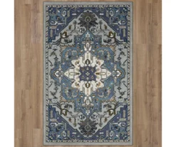 Tethys Blue & Gray Ornamental Area Rug, (5' X 8') -Home Furnishing Store 810601021 A0 2