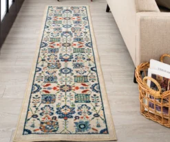 Queensbury Beige & Navy Ornamental Floral Area Rug, (2' X 8') -Home Furnishing Store 810601121 A0 3