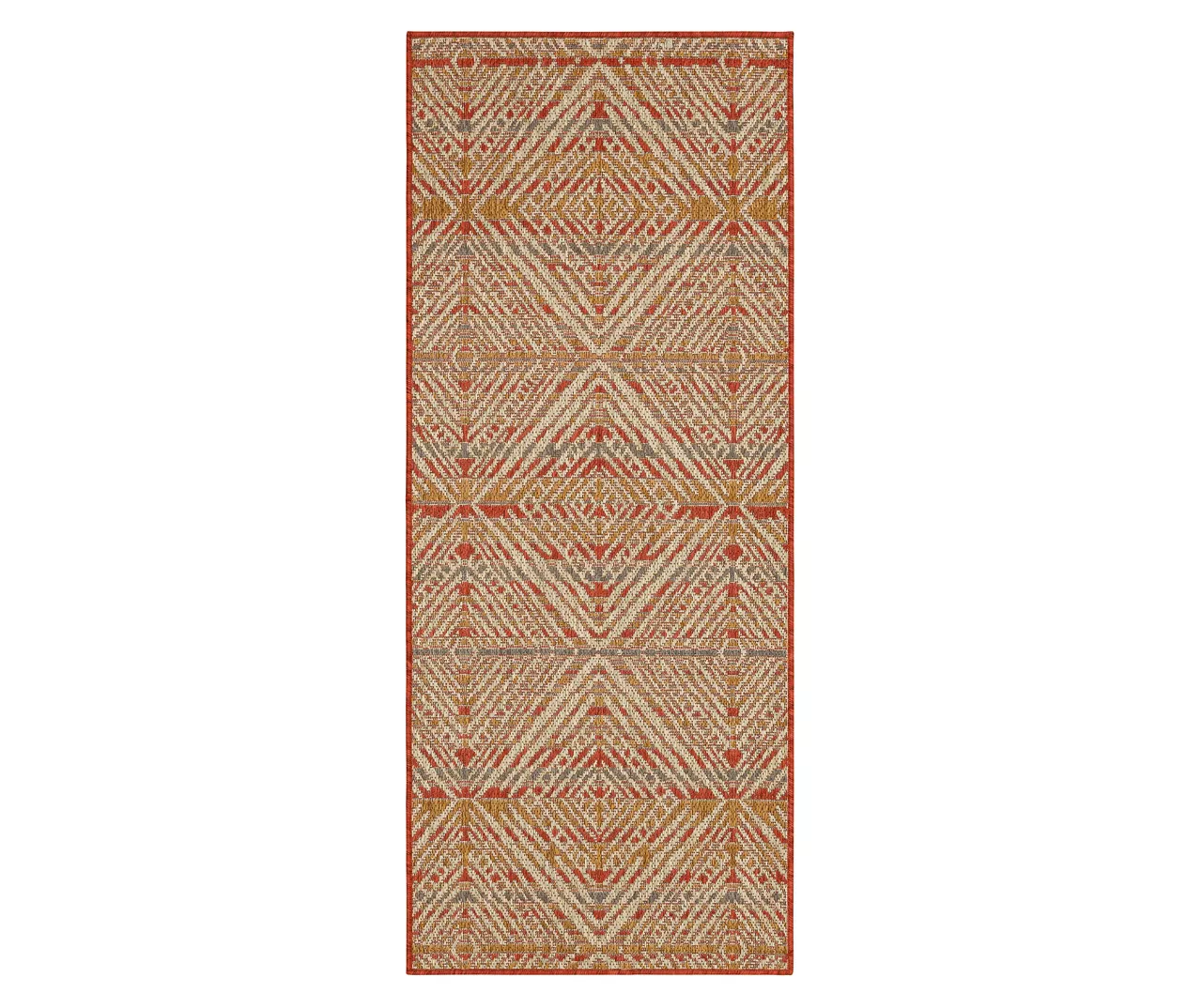 Poolside Diamond Rust & Beige Outdoor Area Rug, (2.5' X 6') 1 Poolside Diamond Rust & Beige Outdoor Area Rug, (2.5' X 6')