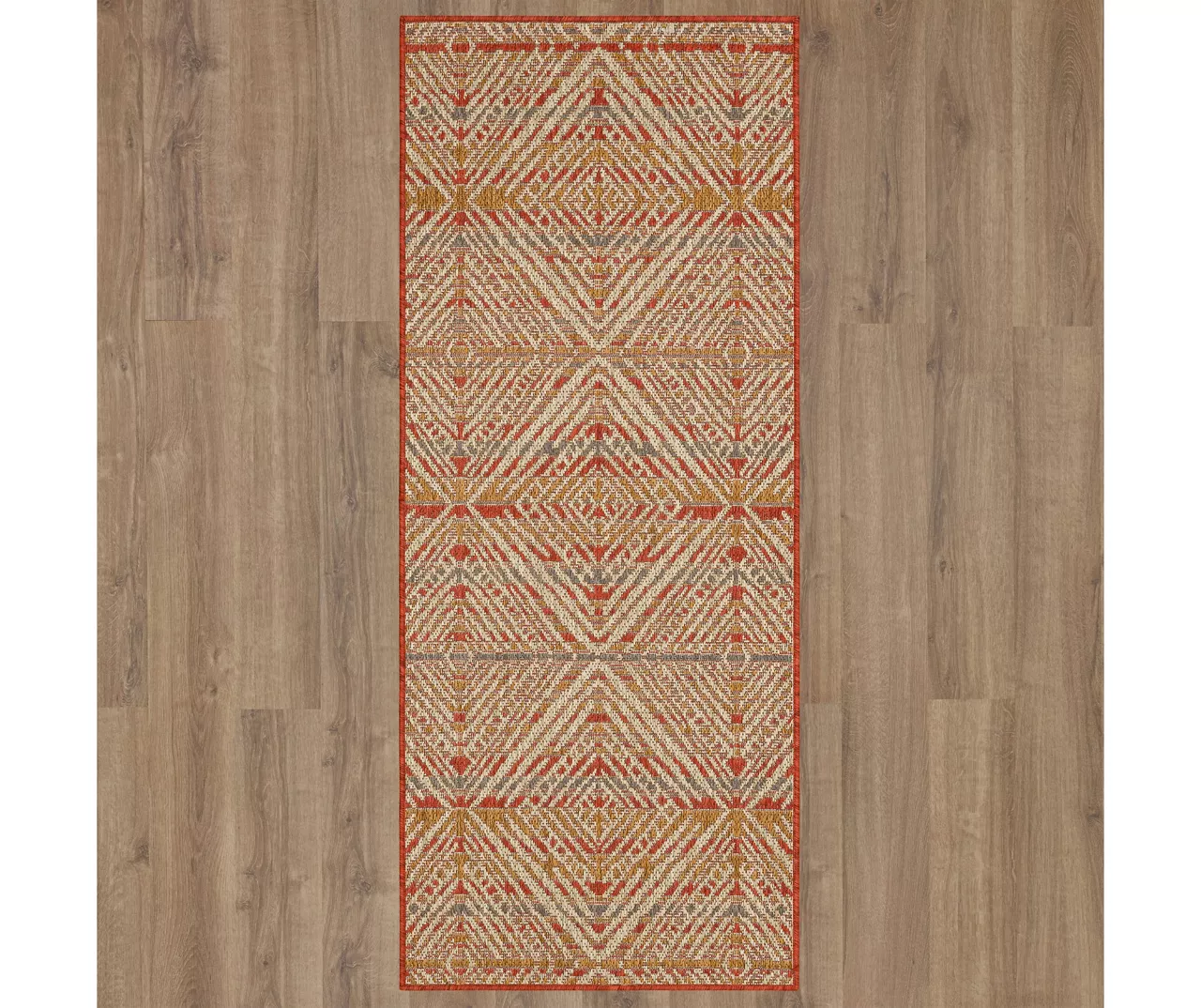 Poolside Diamond Rust & Beige Outdoor Area Rug, (2.5' X 6') 4 Poolside Diamond Rust & Beige Outdoor Area Rug, (2.5' X 6') - Image 4