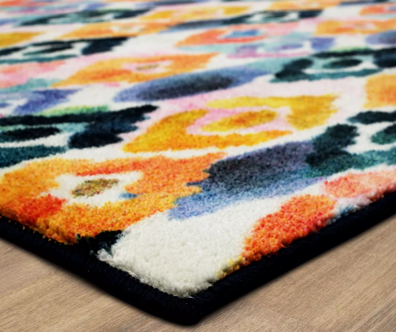 Dark Orange & Navy Watercolor Ikat Area Rug, (2' X 8') 2 Dark Orange & Navy Watercolor Ikat Area Rug, (2' X 8') - Image 2