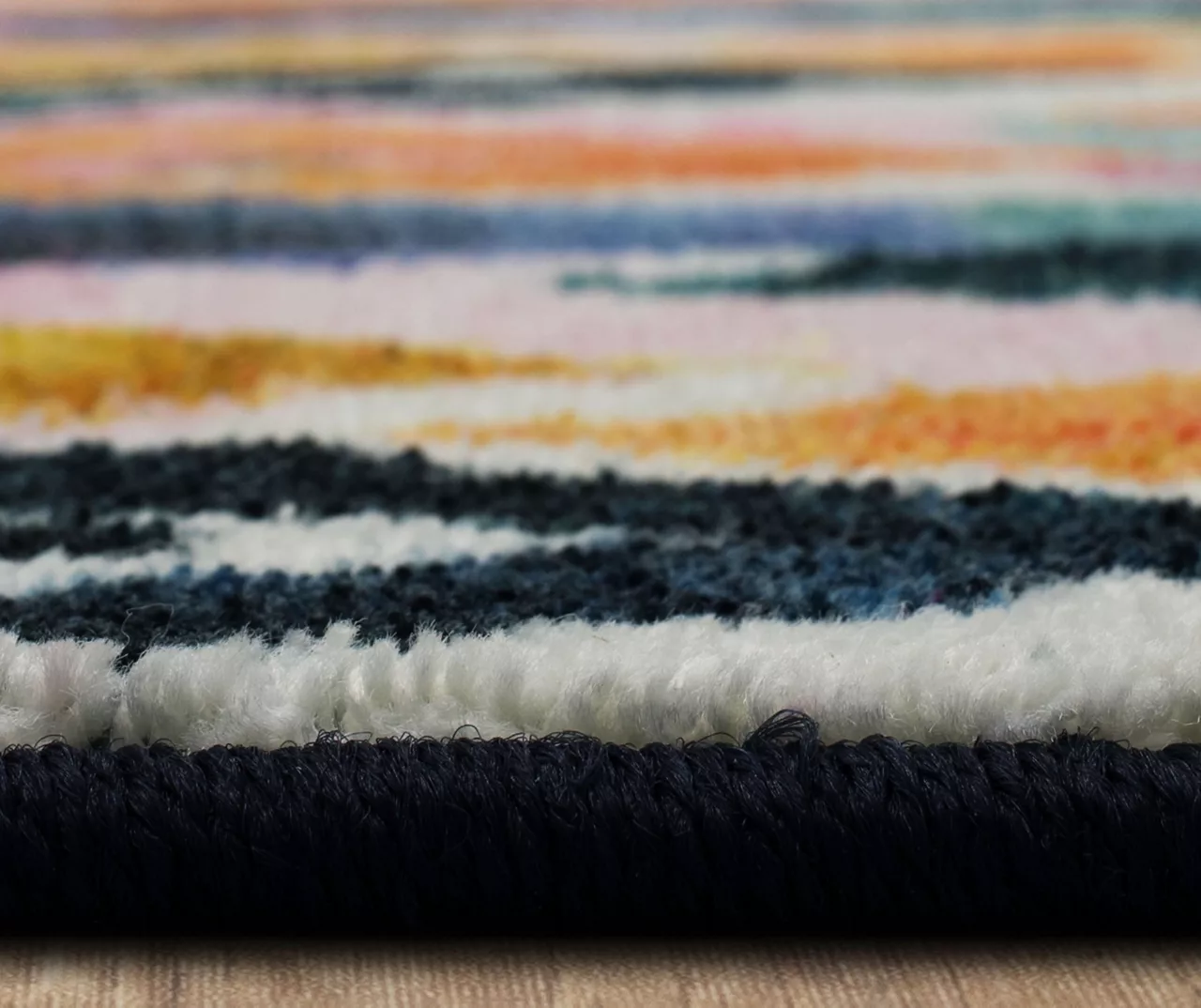 Dark Orange & Navy Watercolor Ikat Area Rug, (2' X 8') 6 Dark Orange & Navy Watercolor Ikat Area Rug, (2' X 8') - Image 6