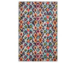Gaza Navy, Orange & Blue Ikat Area Rug, (5' X 8')