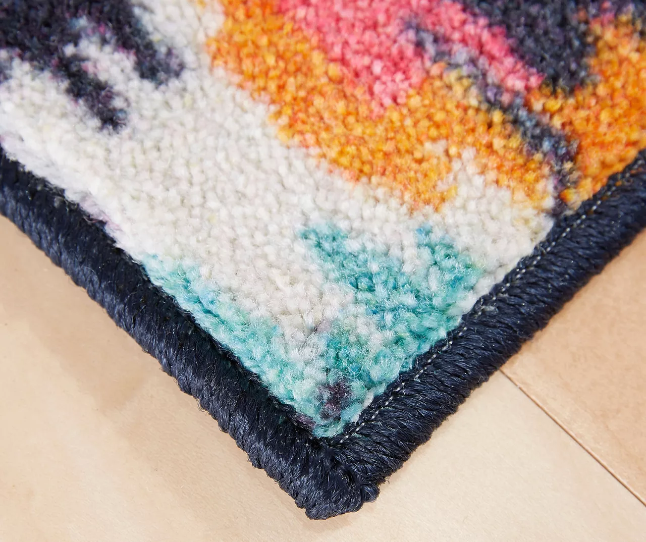 Gaza Navy, Orange & Blue Ikat Area Rug, (5' X 8') 2 Gaza Navy, Orange & Blue Ikat Area Rug, (5' X 8') - Image 2