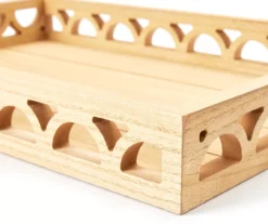 Bohemian Farmhouse 15.5" Natural Brown Arch Cut-Out Rectangular Decorative Tray -Home Furnishing Store 810602700 A4 2