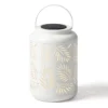 White Leaf Cut-Out Metal LED Solar Lantern