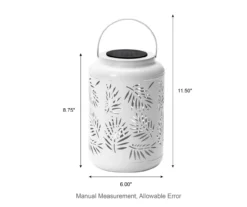 White Leaf Cut-Out Metal LED Solar Lantern -Home Furnishing Store 810607496 A0 10