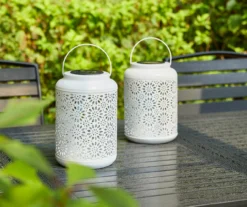 White Flower Cut-Out Metal LED Solar Lanterns, 2-Pack 16 White Flower Cut-Out Metal LED Solar Lanterns, 2-Pack -Home Furnishing Store 810607499 A0 5