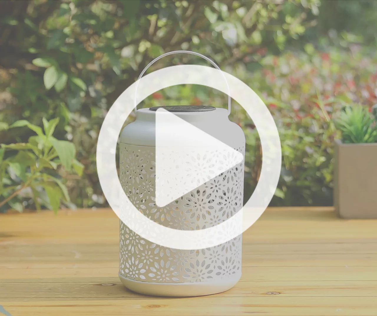 White Flower Cut-Out Metal LED Solar Lanterns, 2-Pack 7 White Flower Cut-Out Metal LED Solar Lanterns, 2-Pack - Image 7