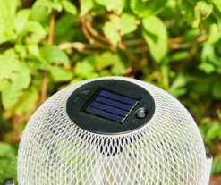 11.5" White Mesh Metal LED Solar Lantern -Home Furnishing Store 810607502 A0 11