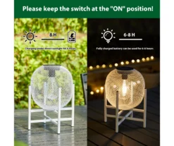 11.5" White Mesh Metal LED Solar Lantern -Home Furnishing Store 810607502 A0 7