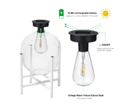 11.5" White Mesh Metal LED Solar Lantern -Home Furnishing Store 810607502 A0 9