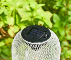 14.2" White Mesh Metal LED Solar Lantern -Home Furnishing Store 810607504 A0 10