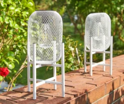 14.2" White Mesh Metal LED Solar Lantern -Home Furnishing Store 810607504 A0 4