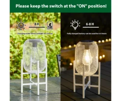 14.2" White Mesh Metal LED Solar Lantern -Home Furnishing Store 810607504 A0 7