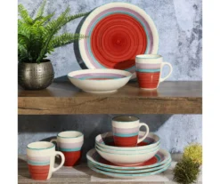 Red Multicolor Durastone 12-Piece Dinnerware Set -Home Furnishing Store 810607787 3