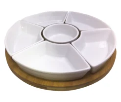 Lazy Susan With Porcelain Dip Bowls