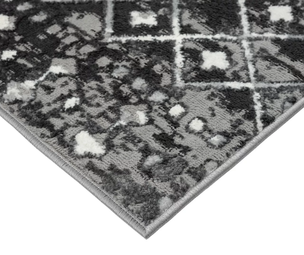 Jessica Charcoal & White Moroccan Geo Area Rug, (3' X 8') 5 Jessica Charcoal & White Moroccan Geo Area Rug, (3' X 8') - Image 5