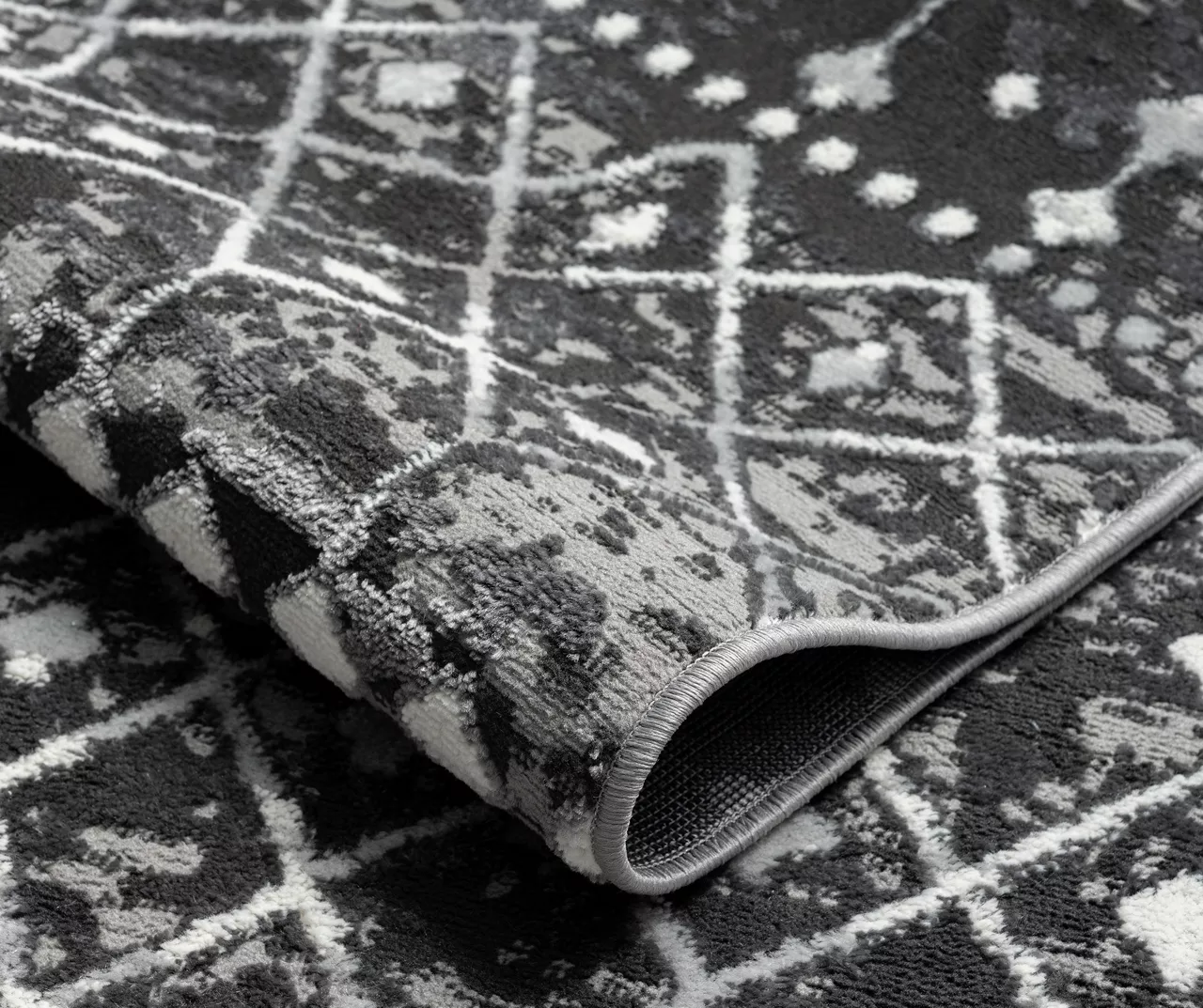 Jessica Charcoal & White Moroccan Geo Area Rug, (3' X 8') 7 Jessica Charcoal & White Moroccan Geo Area Rug, (3' X 8') - Image 7