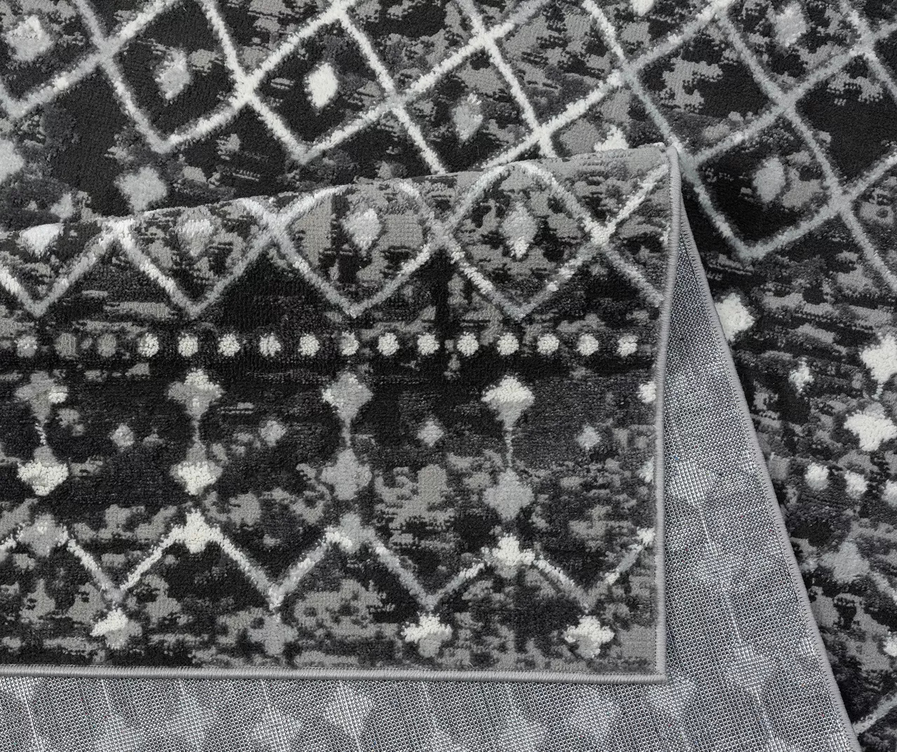 Jessica Charcoal & White Moroccan Geo Area Rug, (3' X 8') 9 Jessica Charcoal & White Moroccan Geo Area Rug, (3' X 8') - Image 9