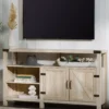 58" White Oak Barn Door Highboy TV Stand
