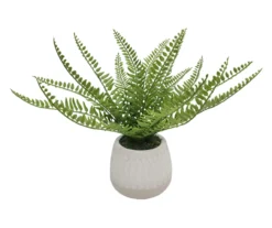 Artificial Fern In Speckle Glaze Pot