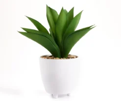 Artificial Agave Plant In White Footed Ceramic Pot