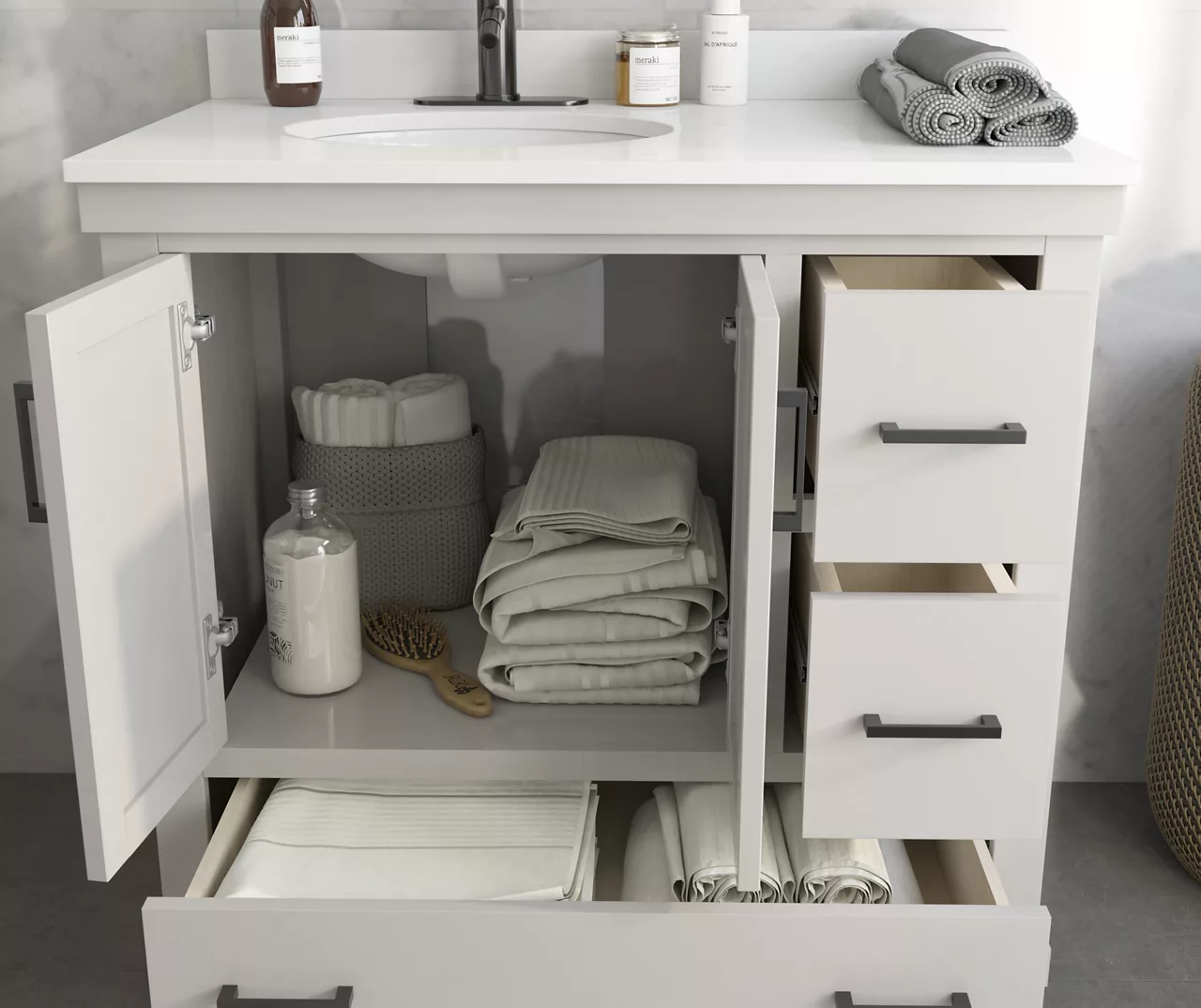 DHP Atwater Living Mills Gray Bathroom Vanity With White Sink 3 DHP Atwater Living Mills Gray Bathroom Vanity With White Sink - Image 3