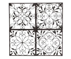 Bronze Scroll & Scallop 4-Panel Wall Art