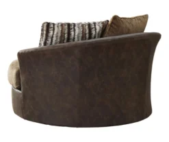 Alesbury Brown Faux Leather Oversize Swivel Accent Chair -Home Furnishing Store 810612255 2