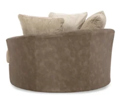 Keskin Brown Faux Leather Oversize Swivel Accent Chair -Home Furnishing Store 810612413 4