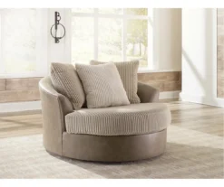 Keskin Brown Faux Leather Oversize Swivel Accent Chair -Home Furnishing Store 810612413 5