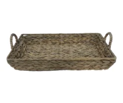 Brown Water Hyacinth Woven Decorative Tray, (16")