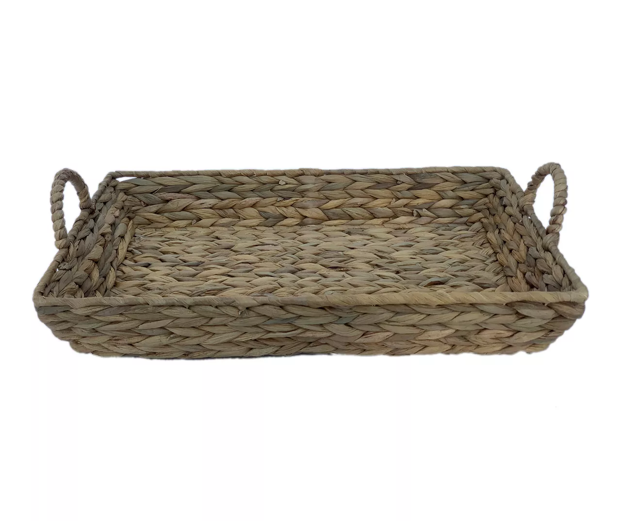 Brown Water Hyacinth Woven Decorative Tray, (16") 1 Brown Water Hyacinth Woven Decorative Tray, (16")