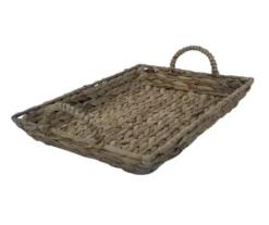Brown Water Hyacinth Woven Decorative Tray, (14") -Home Furnishing Store 810612688 A3 3