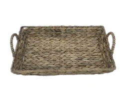 Brown Water Hyacinth Woven Decorative Tray, (14") -Home Furnishing Store 810612688 A4 4