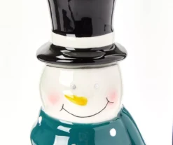 Frosted Forest Snowman & Snowflake Ceramic Tealight Candle Holder -Home Furnishing Store 810613483 A8 1