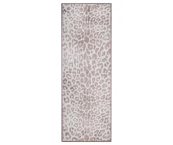My Magic Carpet Miya Brown & White Leopard Print Washable Runner Rug, (2.5' X 7')