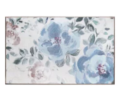 My Magic Carpet Sasha Blue & Cream Floral Washable Area Rug, (3' X 5')
