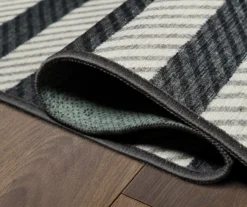 My Magic Carpet Tratti Black & Cream Offset Stripe Washable Area Rug, (5' X 7') -Home Furnishing Store 810615381 A8 3