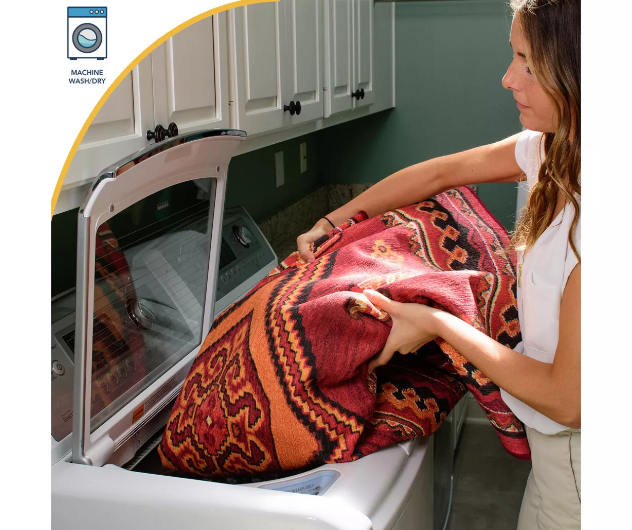 My Magic Carpet Dula Dark Sage Green Circle Washable Runner Rug, (2.5' X 7') 6 My Magic Carpet Dula Dark Sage Green Circle Washable Runner Rug, (2.5' X 7') - Image 6