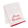 Santa's Workshop "Merry Christmas" White & Red Stripe Table Runner