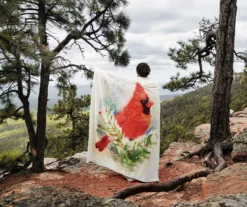 White & Red Cardinal Raschel Throw, (50" X 60") -Home Furnishing Store 810616266 B0 4