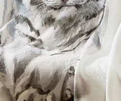 Ivory & Black White Tiger Fleece Raschel Throw, (50" X 60") -Home Furnishing Store 810616374 A8 4