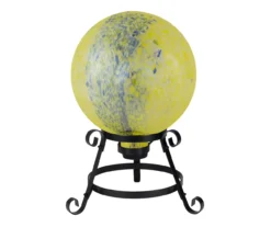 10" Yellow & Blue Speckled Glass Gazing Ball -Home Furnishing Store 810616753 A0 3