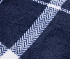 Navy & White Plaid Queen/King Velvet Plush Blanket -Home Furnishing Store 810617521 810617523 A8 2