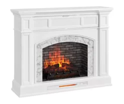 62" White Marble Grand Electric Fireplace Console -Home Furnishing Store 810617766 A0 2